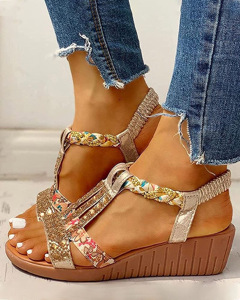 Stilla | Strand sandal med Boho kilehæle Mode