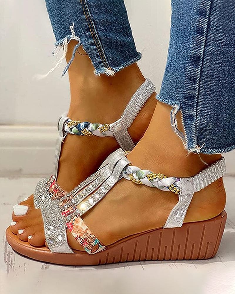 Stilla | Strand sandal med Boho kilehæle Mode