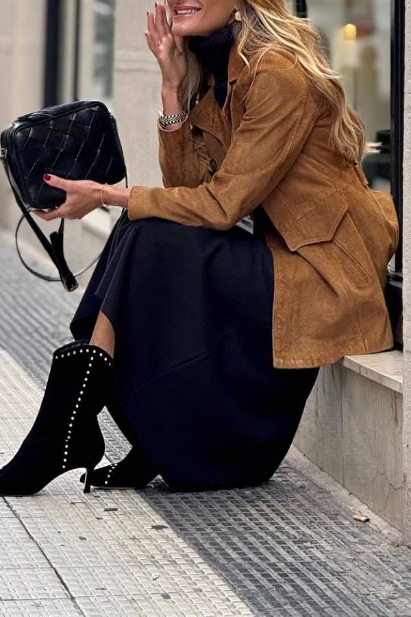 Stilla | Vintage Brun Suez-læder-trenchcoat Til Damer