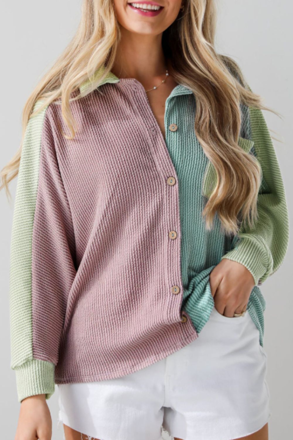 Stilla | Block Corded Button Up Shacket Mode