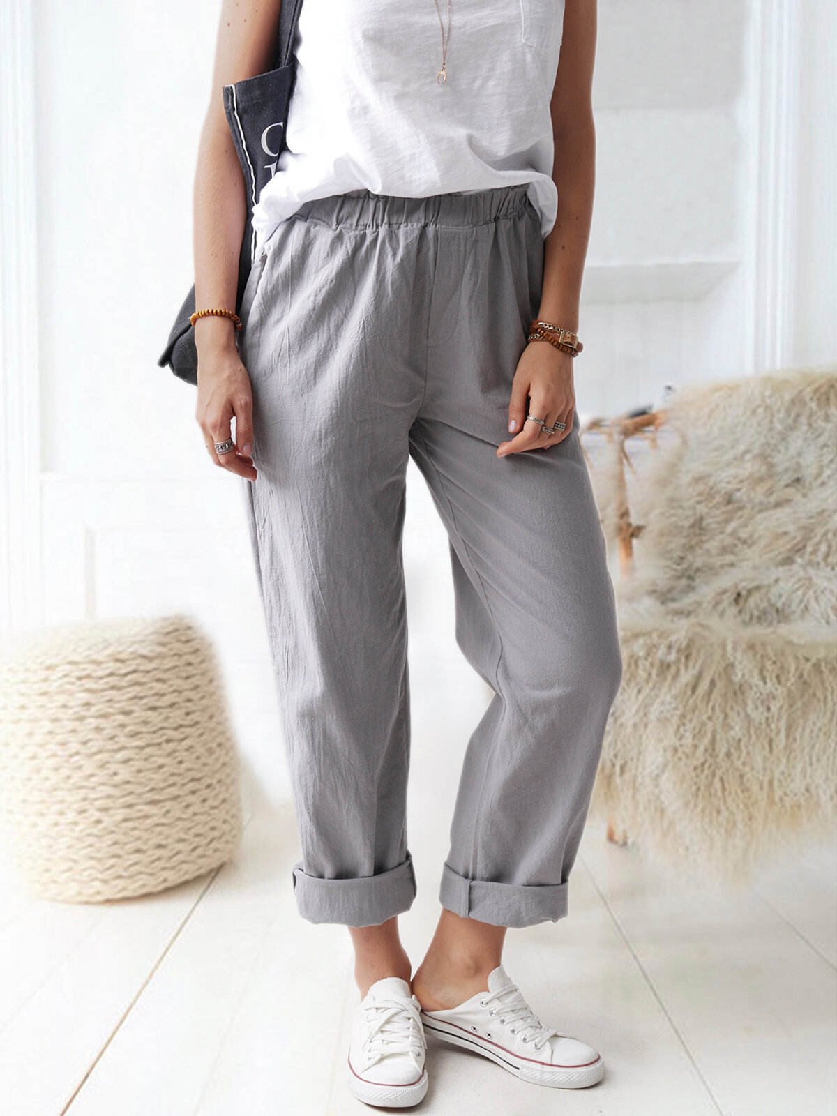 Stilla | Casual Linnedragt Med Elastisk Talje