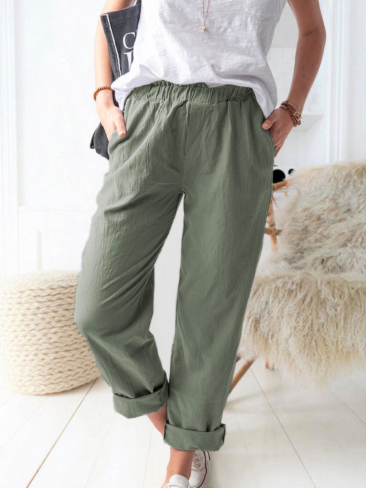 Stilla | Casual Linnedragt Med Elastisk Talje