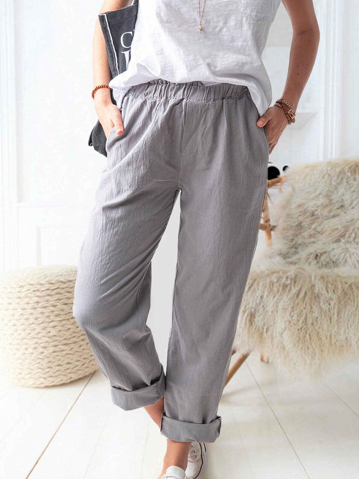 Stilla | Casual Linnedragt Med Elastisk Talje
