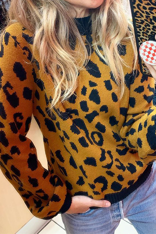 Stilla | Mode Afslappet Leopard O-hals Toppe