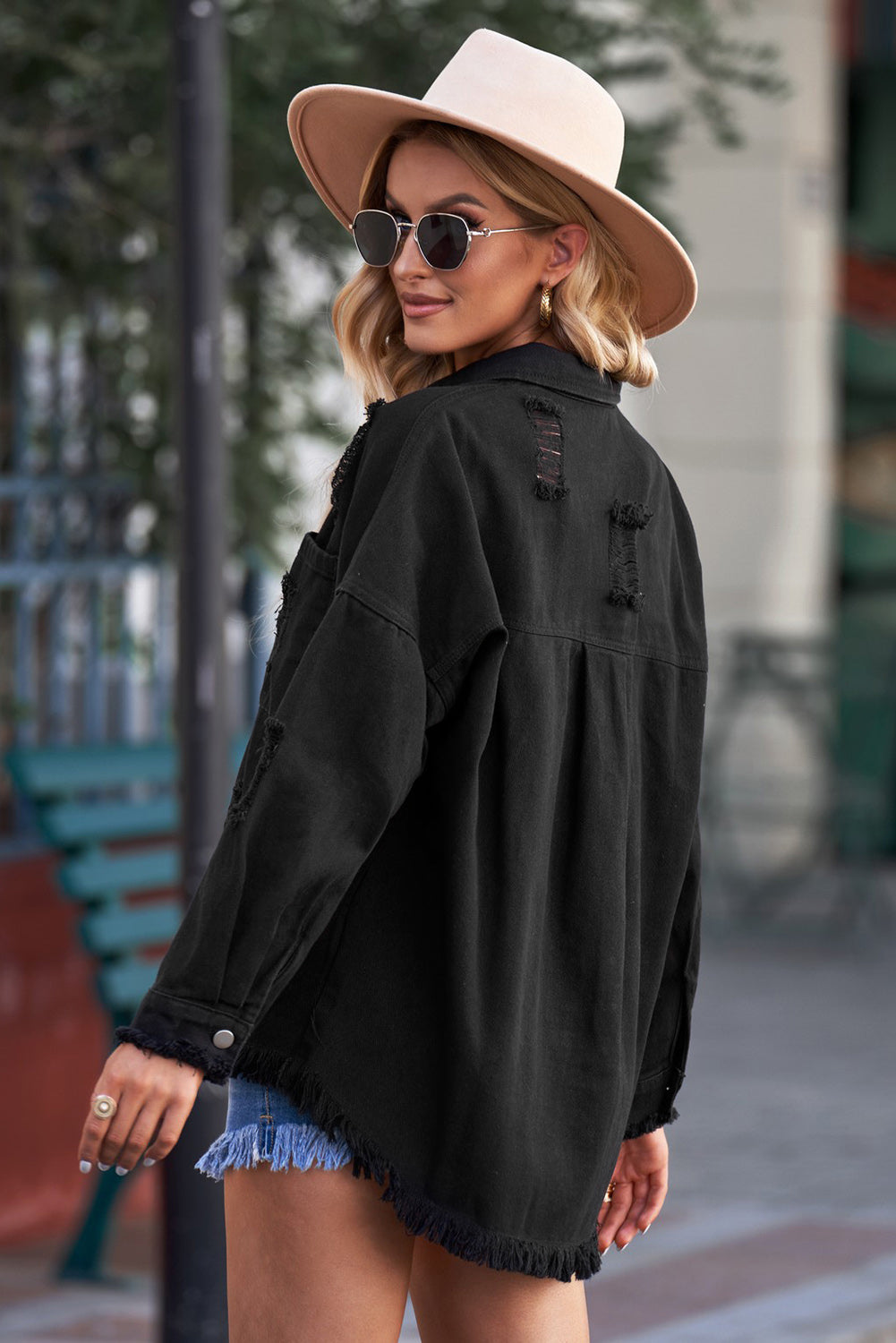 Stilla | Knap-Op Raw Hem Denim Jacket Online nu