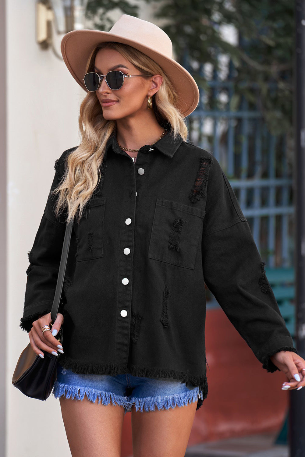 Stilla | Knap-Op Raw Hem Denim Jacket Online nu