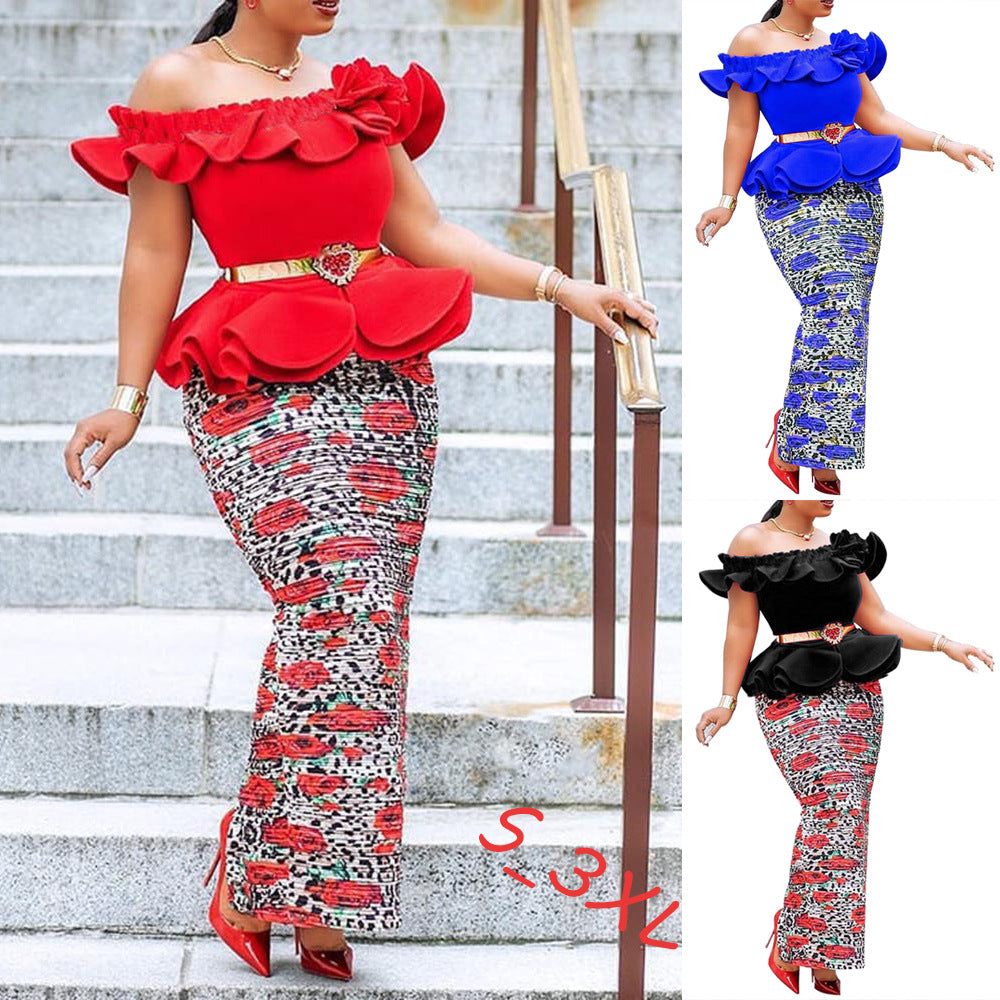 Stilla | Elegant Split Ruffle Hem Evening Dress Udsalg