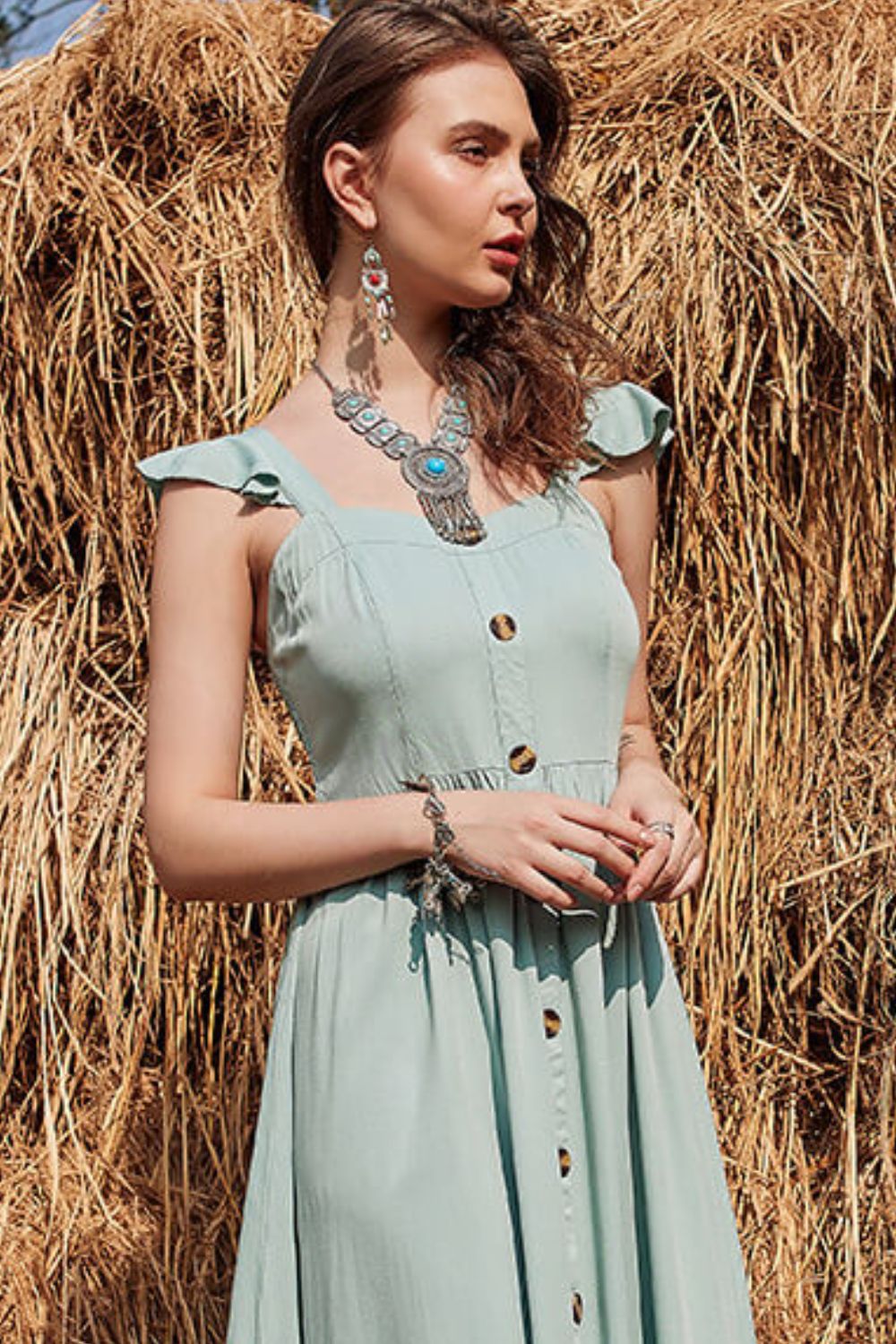 Stilla | Knap Rynket Trim Smocket Maxi Kjole Online