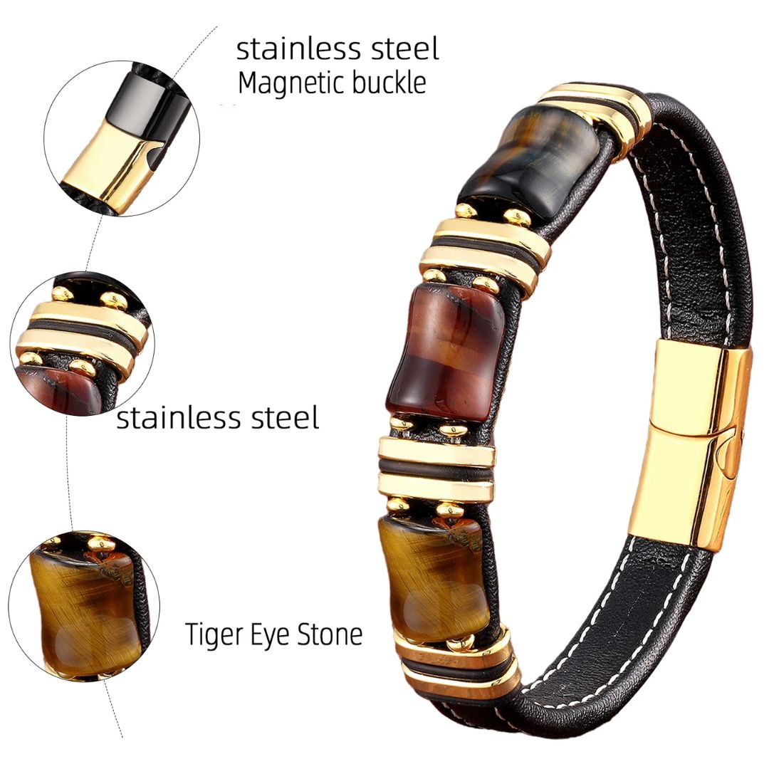 Stilla | Tigerøje Natursten Læderarmbånd Online salg