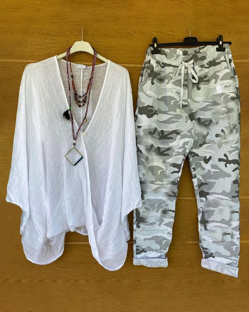 Stilla | Casual todelt sæt med camouflageprint Online Hot Salg