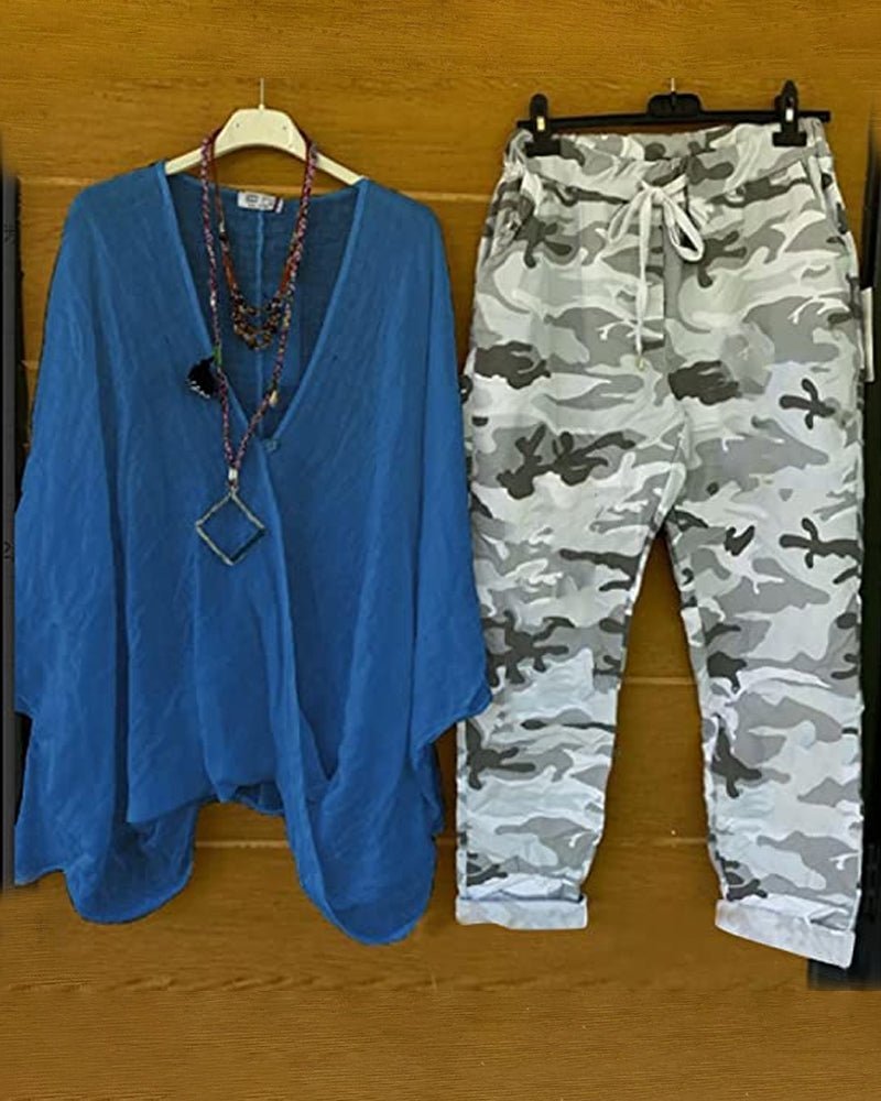 Stilla | Casual todelt sæt med camouflageprint Online Hot Salg