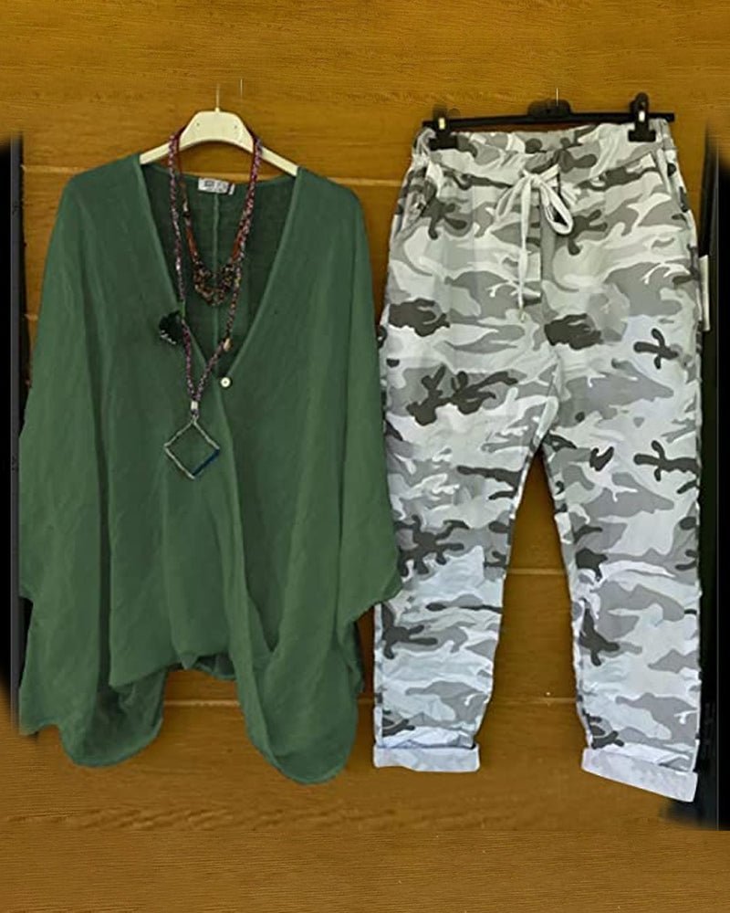 Stilla | Casual todelt sæt med camouflageprint Online Hot Salg