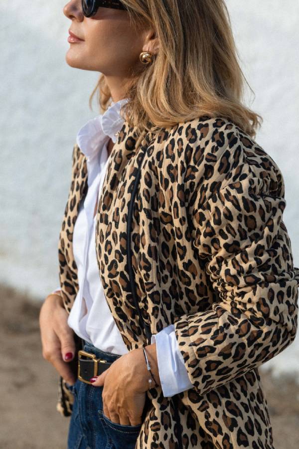 Stilla | Leopardmønster Stikset Jakke Online salg