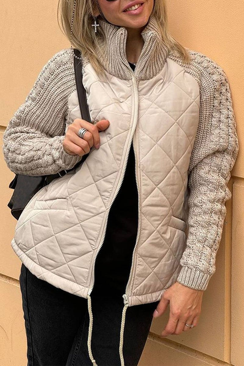 Stilla | Let Jakke Med Lynlås Af Ensfarvet Strik-patchwork Til Damer Rabat