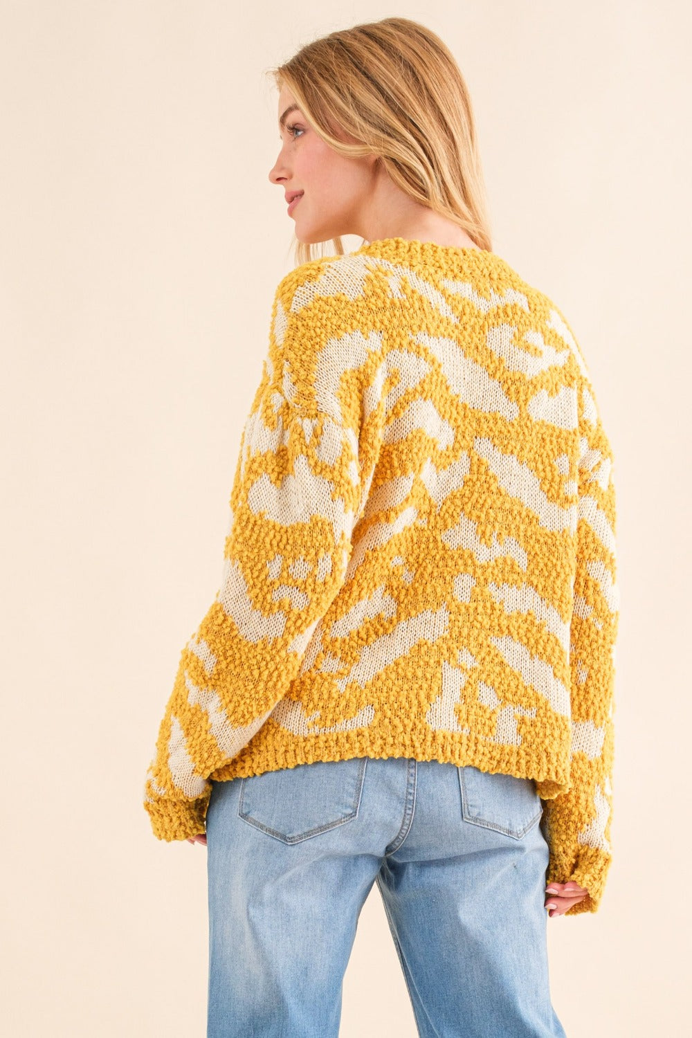 Stilla | The Why Fuld størrelse tekstureret mønster kontrast sweater Online Hot Salg