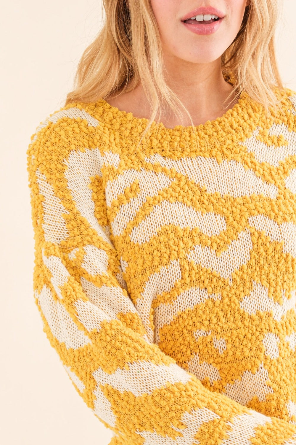 Stilla | The Why Fuld størrelse tekstureret mønster kontrast sweater Online Hot Salg
