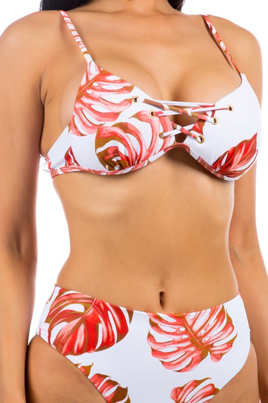 Stilla | Piece Tropical Leave Print Bikini Hot på udsalg