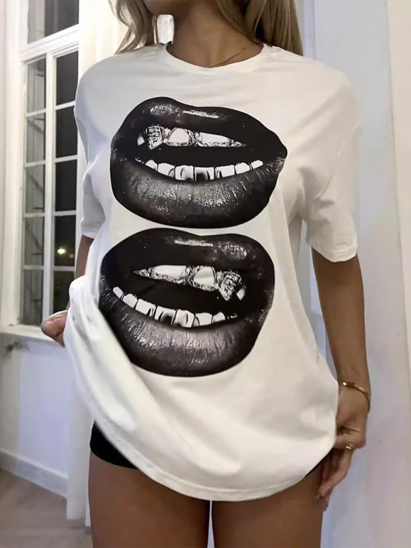 Stilla | Ny Modebillede Rund Hals Korte Ærmer T-shirt Rabat
