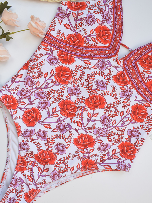 Stilla | Ny Sexy Retro Blomster Mønster Én-dels Badedragt Rabat