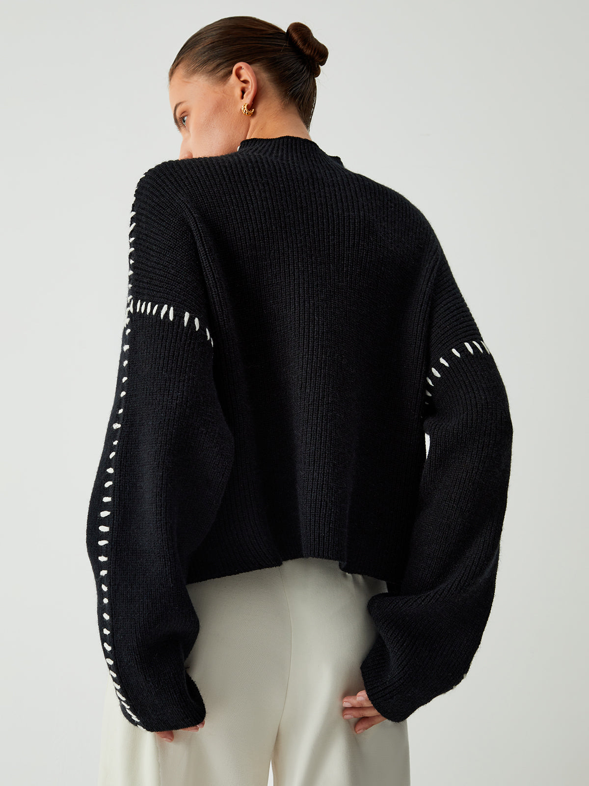 Stilla | Rullekravesweater Med Quiltede Detaljer