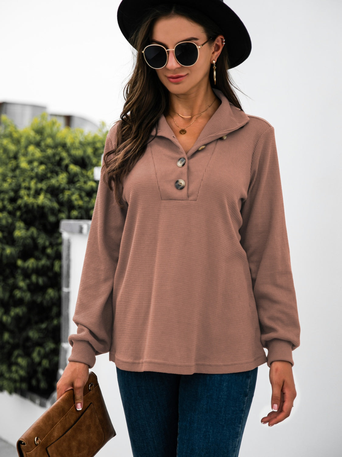 Stilla | Halvknap Langærmet T-shirt