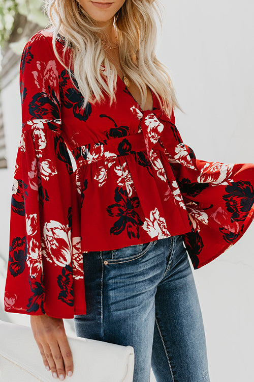 Stilla | Rochelle Blomster Print Langærmet Bluse Hot på udsalg
