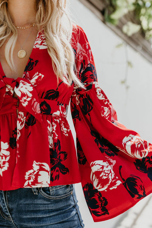 Stilla | Rochelle Blomster Print Langærmet Bluse Hot på udsalg