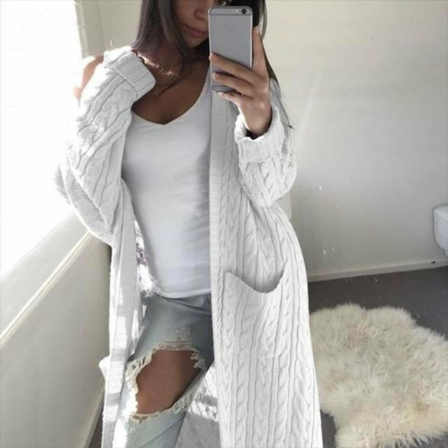 Stilla | Lang Casual Strikcardigan Akryl Varm