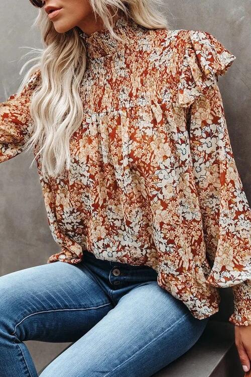 Stilla | Smocked Lantern Sleeve Ruffled Blouse Online nu