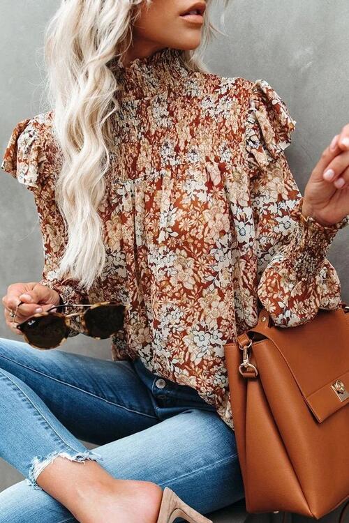 Stilla | Smocked Lantern Sleeve Ruffled Blouse Online nu