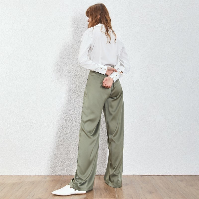 Stilla | Casual Loose Bukser Høj Talje Maxi Bred Benform Pants