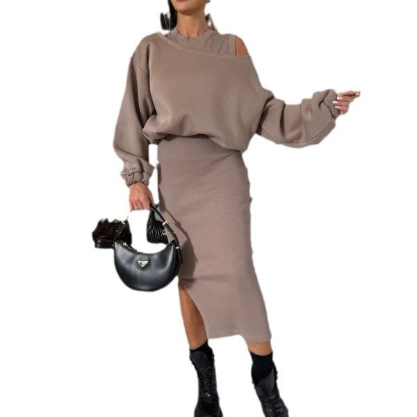 Stilla | Batwing Ærme Sweater og Lang Nederdel Sæt