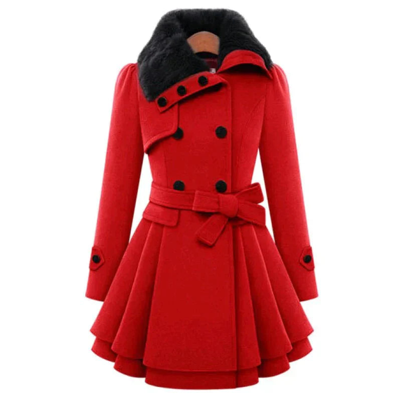 Stilla | Chic Trench Coat Med Vegansk Pels