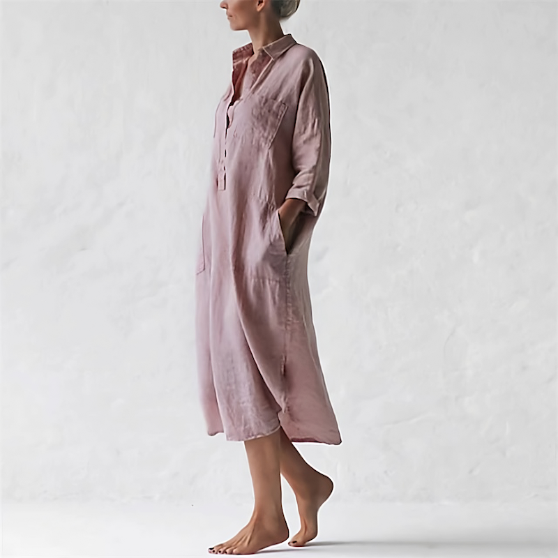 Stilla | Stilfuld Pink Lang Kjole Levere