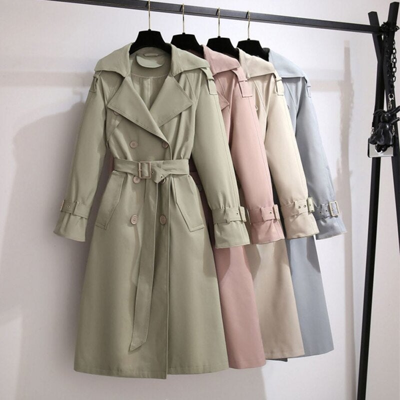 Stilla | Elegant Dobbeltbryst Trenchcoat Online salg