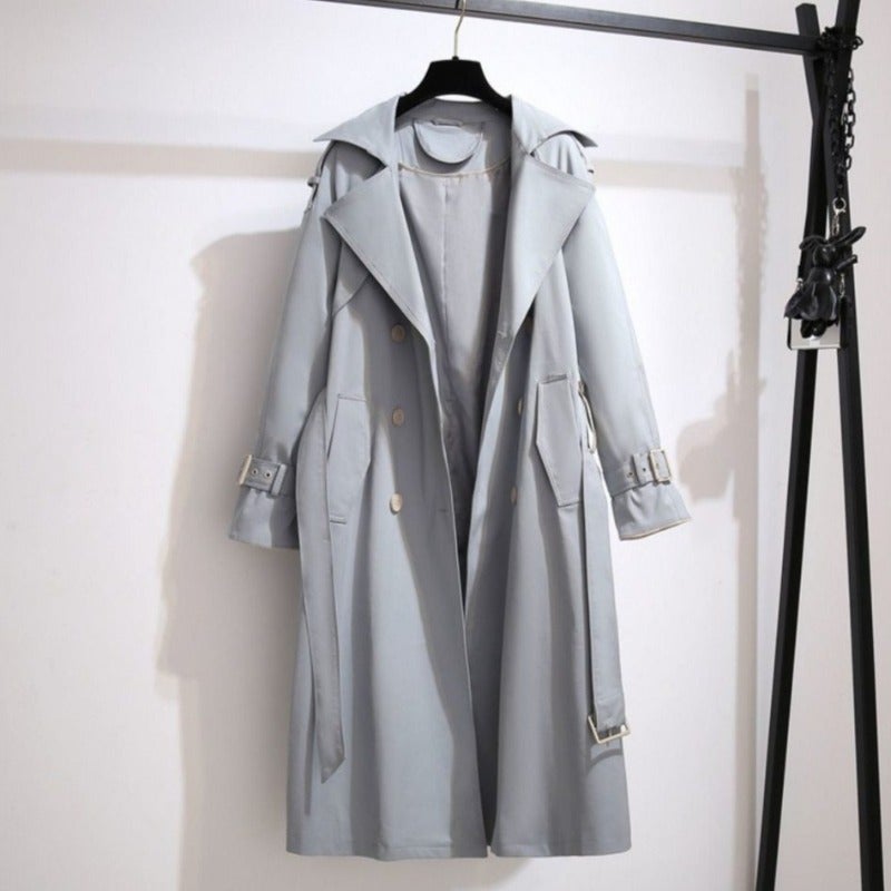 Stilla | Elegant Dobbeltbryst Trenchcoat Online salg