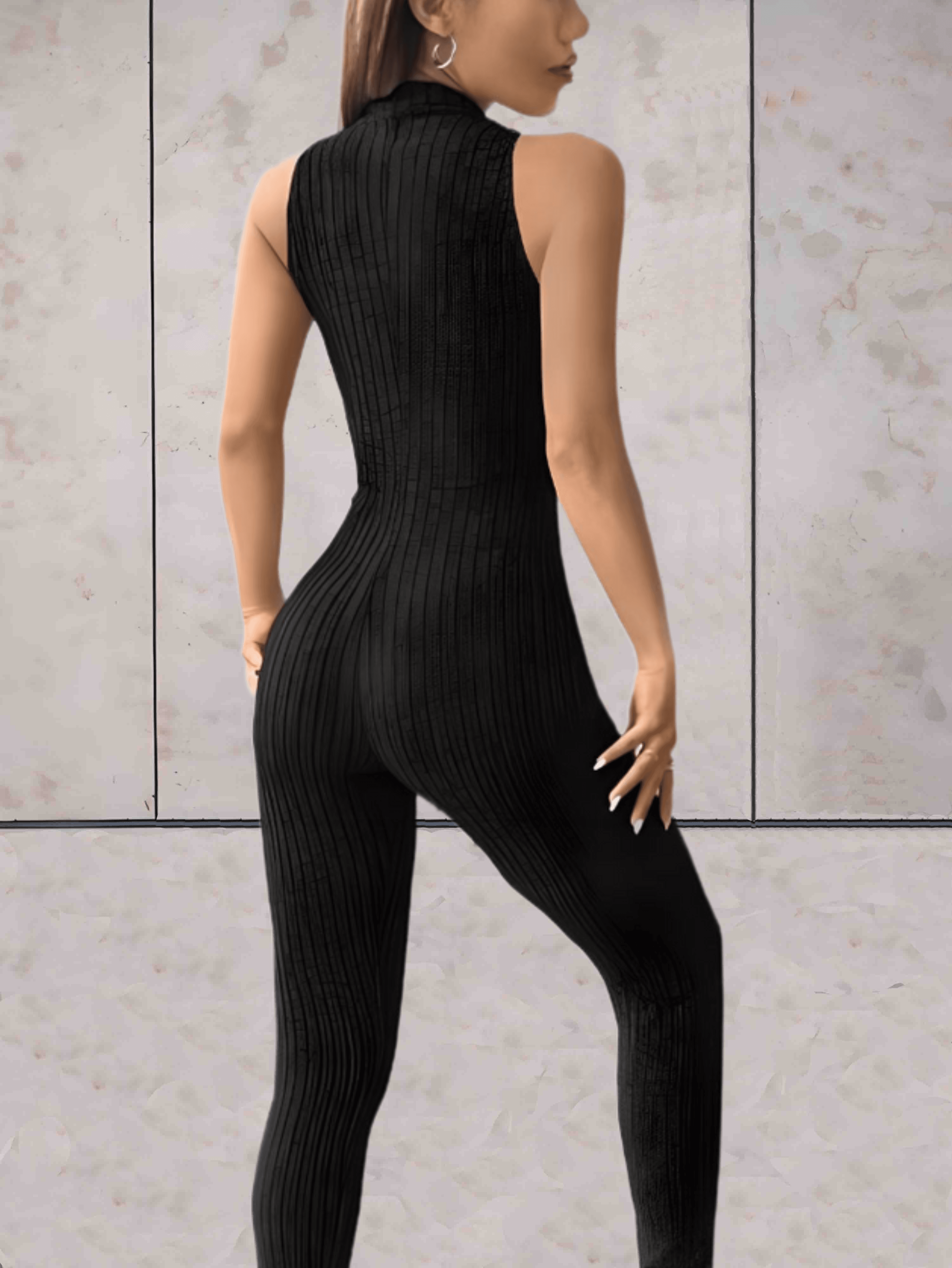 Stilla | Onesie Lav V-udskæring Ærmeløs Design Og Bodycon Jumpsuit