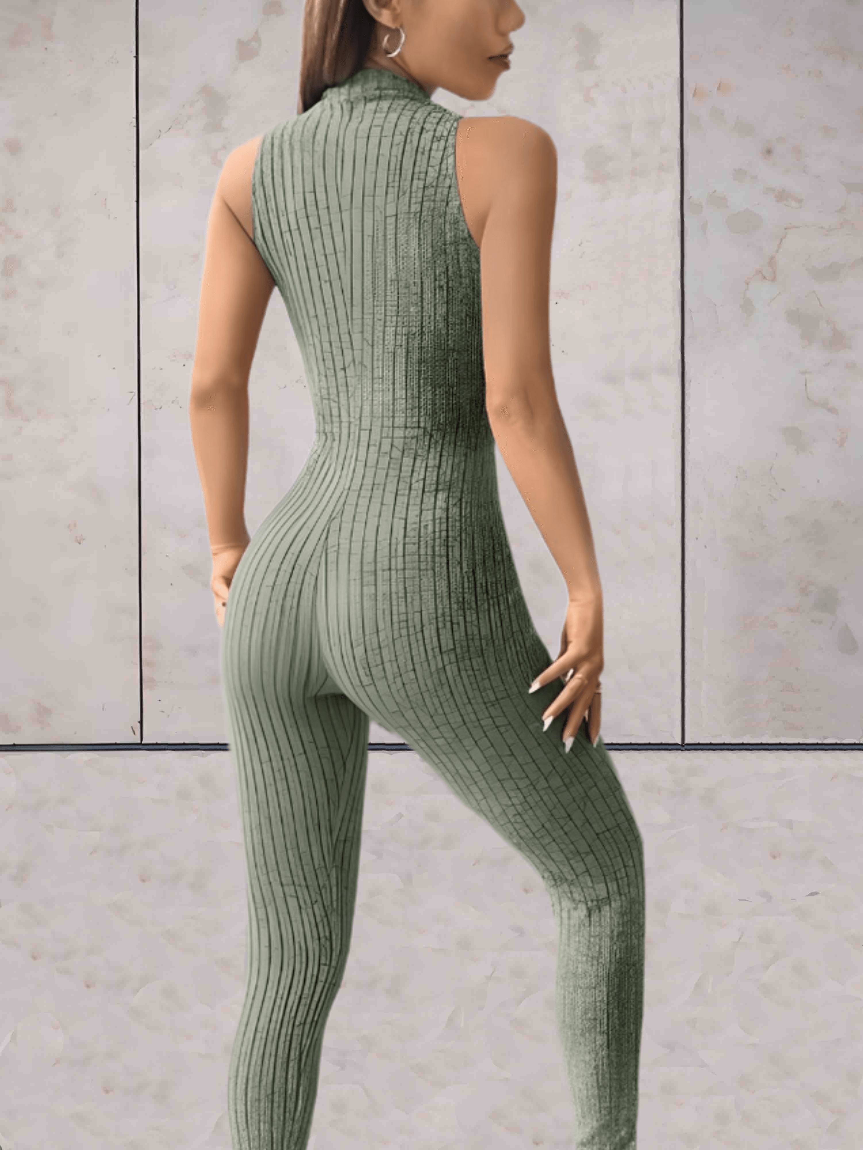 Stilla | Onesie Lav V-udskæring Ærmeløs Design Og Bodycon Jumpsuit