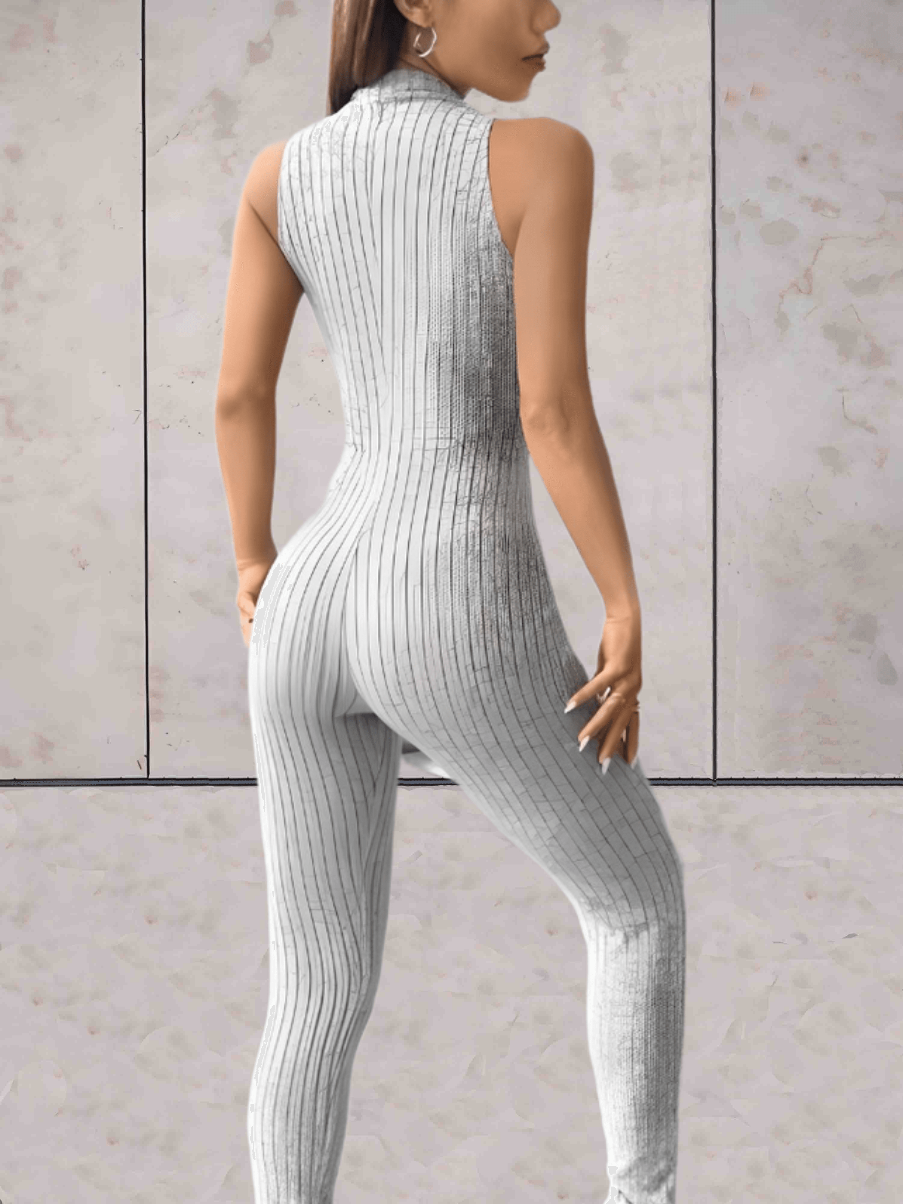Stilla | Onesie Lav V-udskæring Ærmeløs Design Og Bodycon Jumpsuit