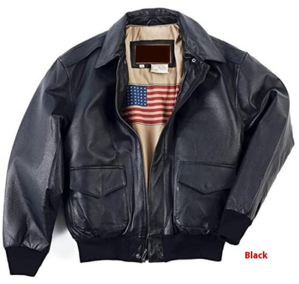 Stilla | Retro overdimensioneret US Air Force pelsimitationslæderfrakke Online Hot Salg