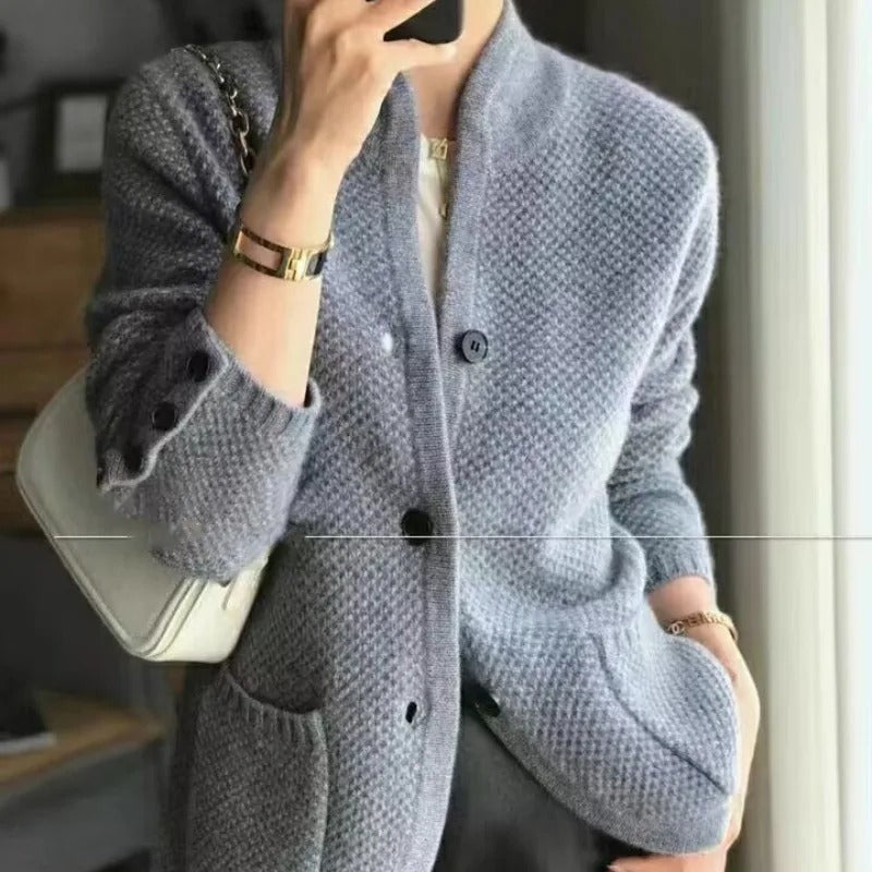 Stilla | Cashmere Tyk Uld Kvinders Sweaterjakke Hot på udsalg