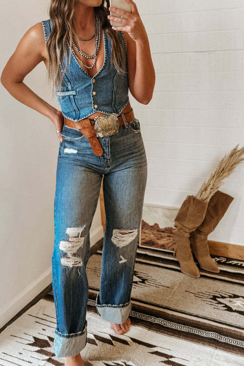 Stilla | Desert Daze Denim Crop Tank Til Toppen Online nu