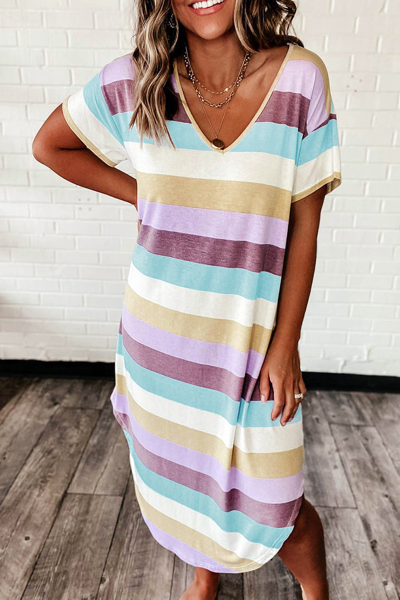 Stilla | Multi Farve Striped V-halskjole