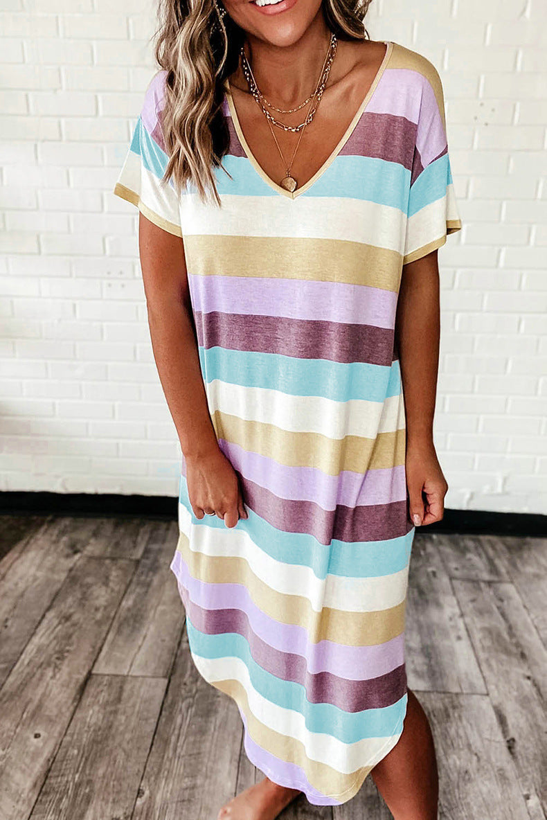 Stilla | Multi Farve Striped V-halskjole