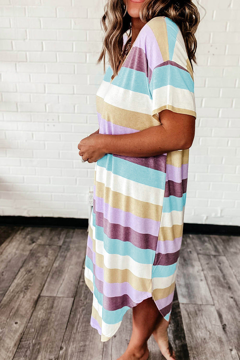 Stilla | Multi Farve Striped V-halskjole