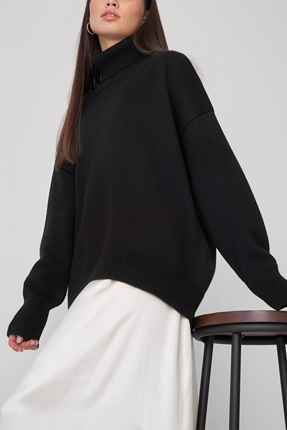 Stilla | voluminøs rullekravesweater til kvinder All match stil Hot på udsalg