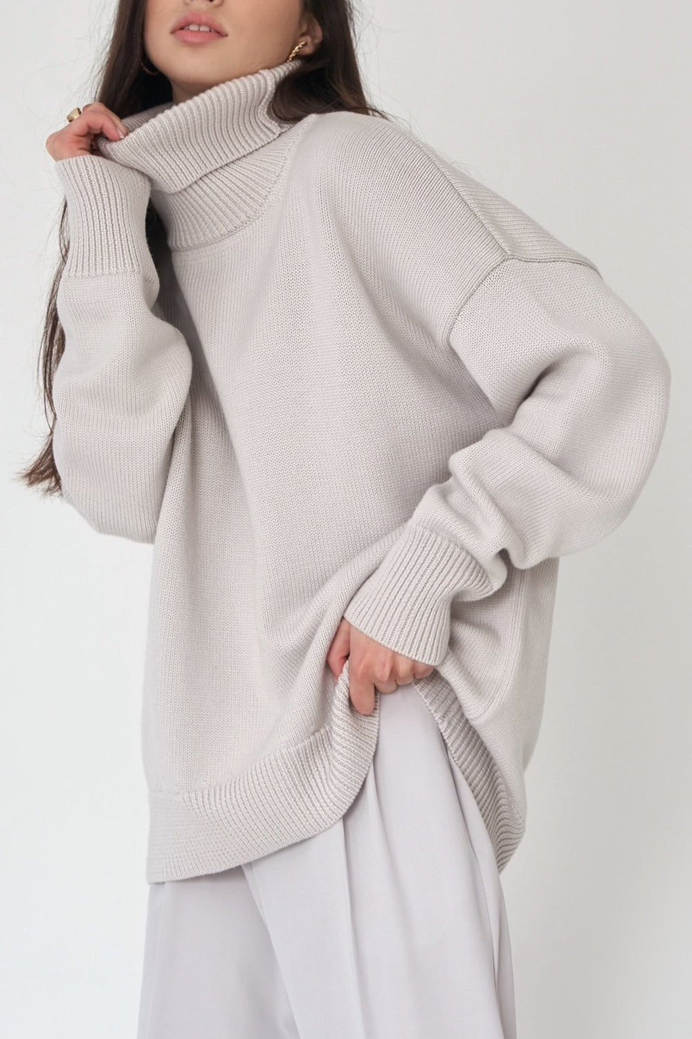Stilla | voluminøs rullekravesweater til kvinder All match stil Hot på udsalg