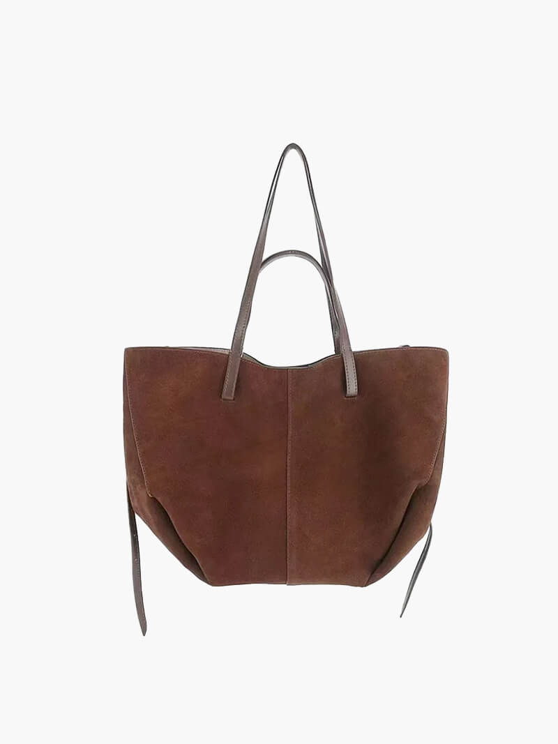 Stilla | Rummelig Dame Shopper Taske i Ruskind Online Hot Salg