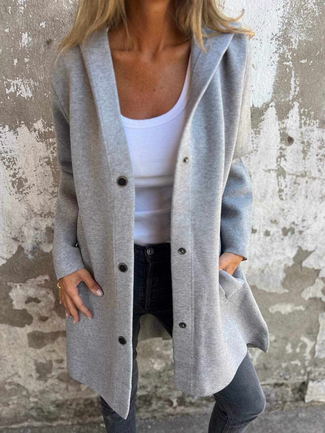 Stilla | Twill Hættepullover Med Enkel Knapliste på udsalg