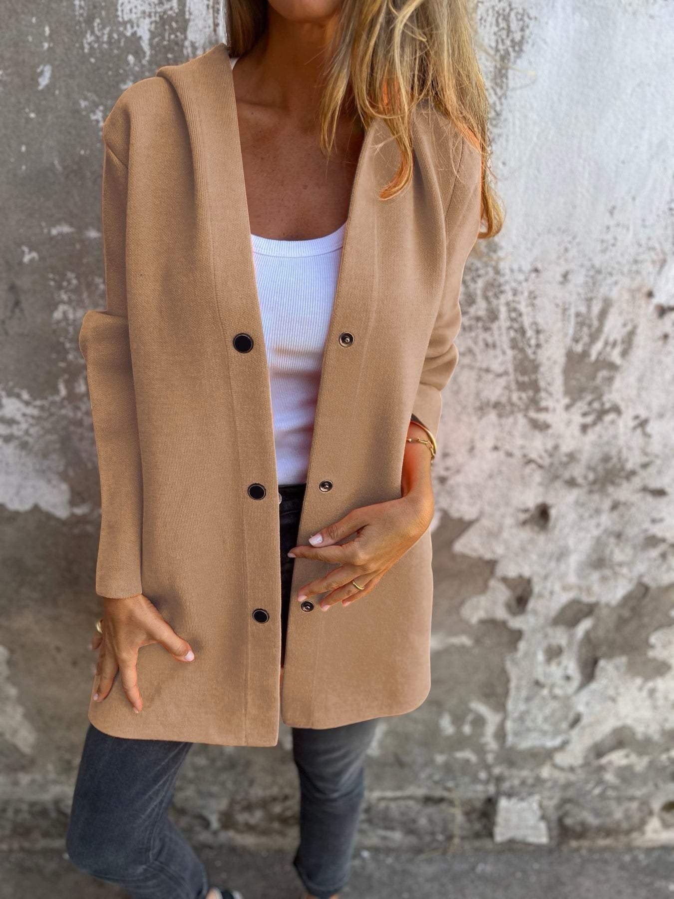 Stilla | Twill Hættepullover Med Enkel Knapliste på udsalg